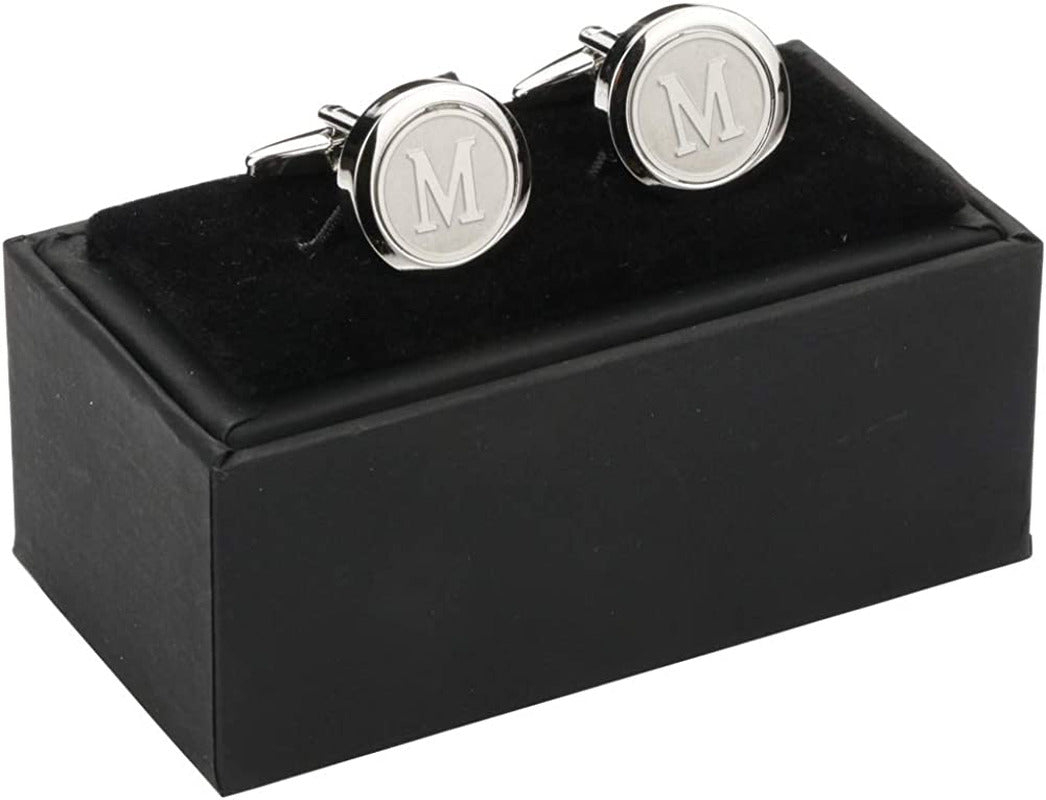 Mens Classic Stainless Steel Initial Cufflinks 26 Alphabet Initial Letter Cuffli