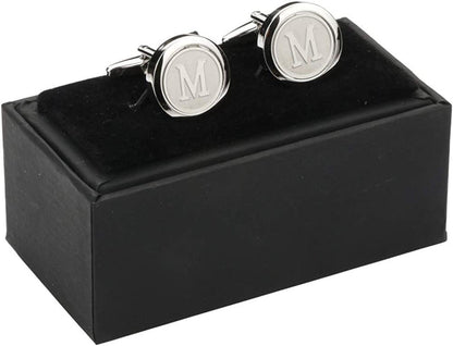Mens Classic Stainless Steel Initial Cufflinks 26 Alphabet Initial Letter Cuffli