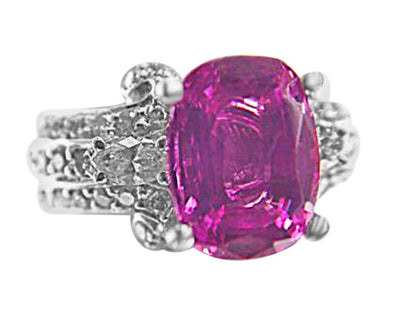 3.17 CTTW PINK SAPPHIRE OVAL CUT TOP ONLY ROUND BRILLIANT AND MARQUISE DIAMOND