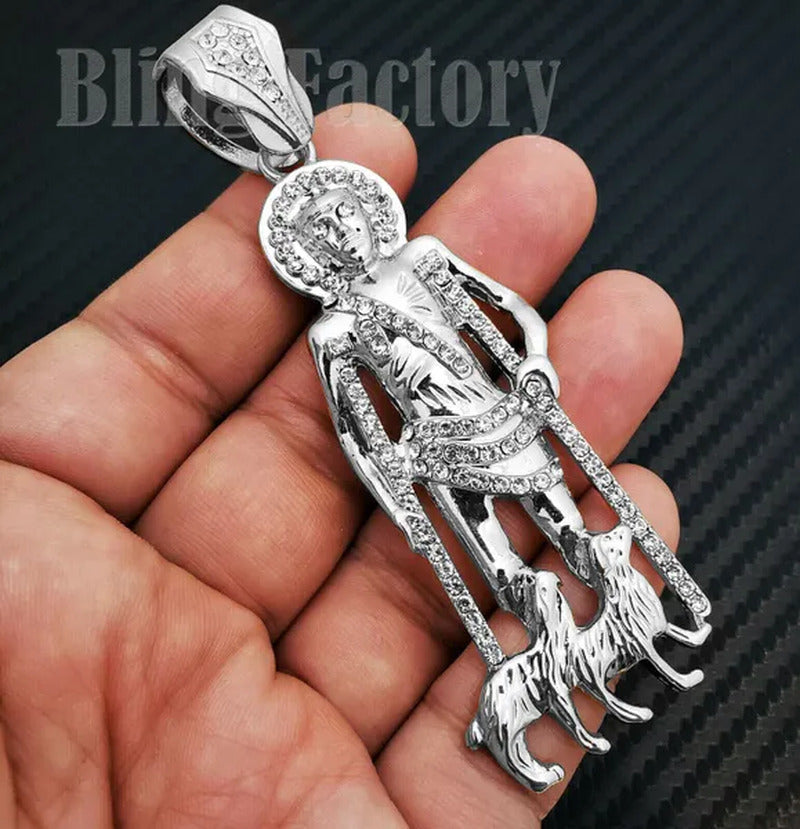 Gold/Silver Plated Hip Hop Iced Lab Diamond San Lazaro Large Bling Charm Pendant