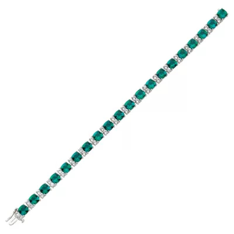 18 CT. T.W. Lab Emerald and Lab White Sapphire Bracelet in Sterling Silver