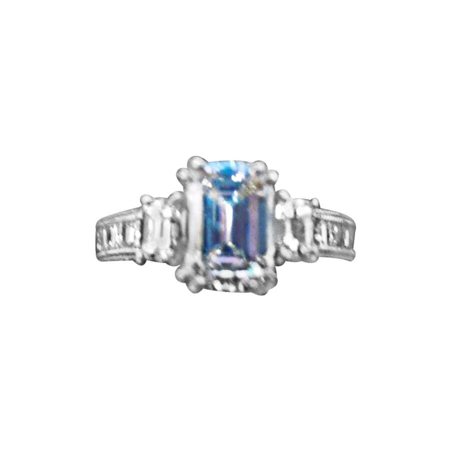 certified emerald diamond h color vs2 clarity 1.30 ct side 1.42 ct platinum