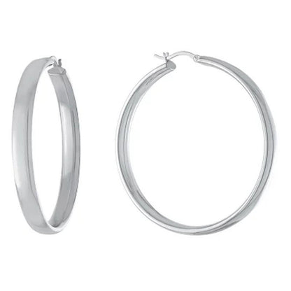 Sterling High Polished Wedding Band Style Hoops