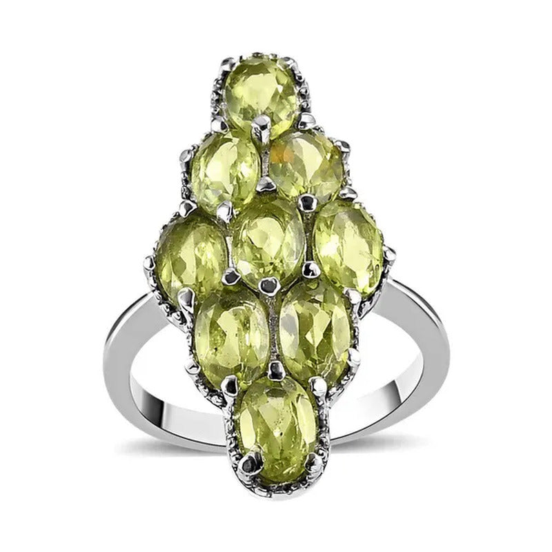 Shop LC Peridot Oval Stainless Steel Statement Ring for Women Size 6 Ct 4.02