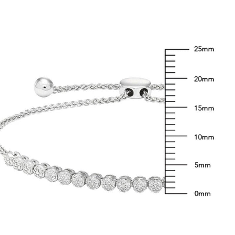 Sterling Silver and 0.25 CT. T.W. Diamond Tennis Style Bolo Bracelet