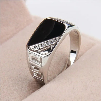 Fashion Male Jewelry Classic Color Wedding Ring Black Enamel Rings for Men Chris