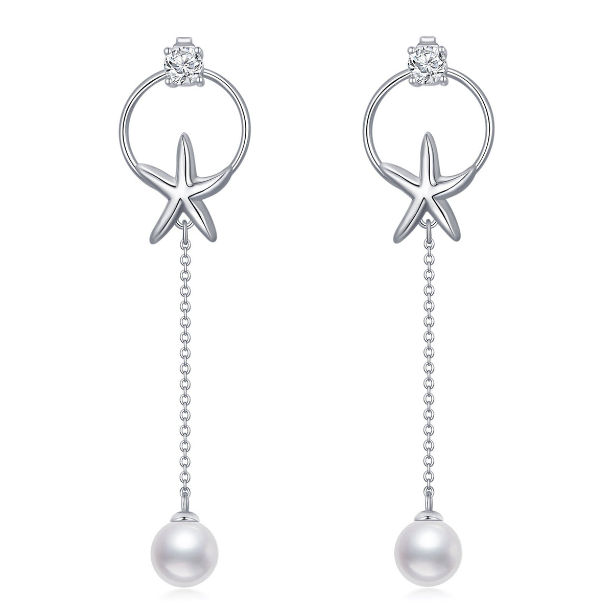 Starfish Earrings 925 Sterling Silver Starfish Earrings for Women Dangle Ocean S