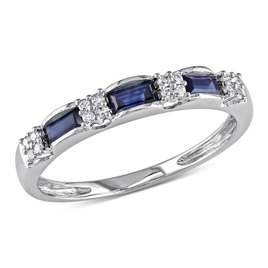 Miabella Women'S 1/2 Carat T.G.W. Baguette-Cut Sapphire and Diamond Accent 10Kt