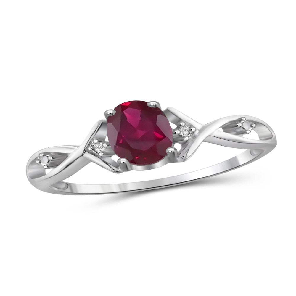 1.00 Carat T.G.W. Ruby and White Diamond Accent Sterling Silver Ring
