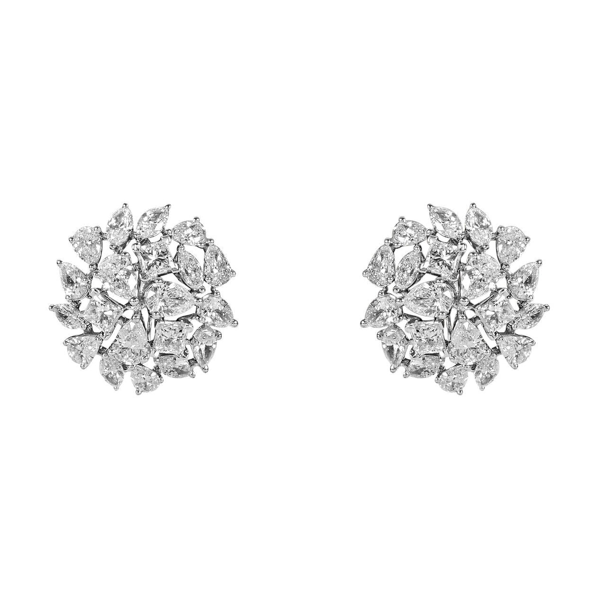 6.12 carats of F/G VS pear mrque prncss Multi Shape Diamond Cluster Earring 18 k