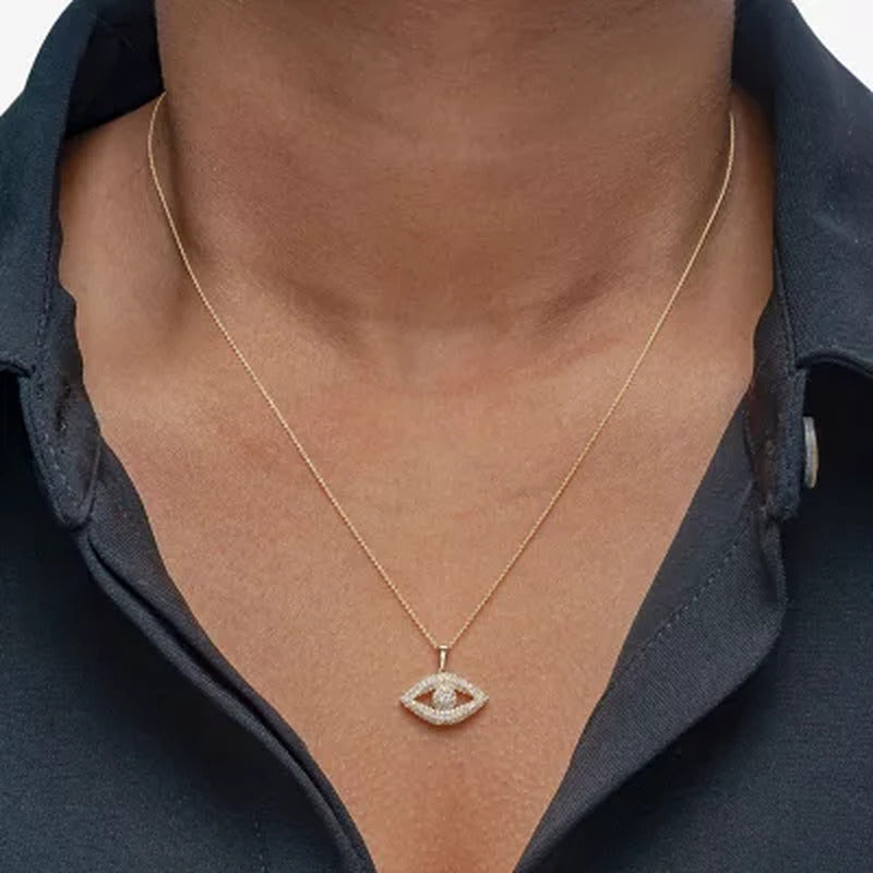 0.33 CT. T.W. Diamond Evil Eye Pendant in 14K Yellow Gold (I, I1)