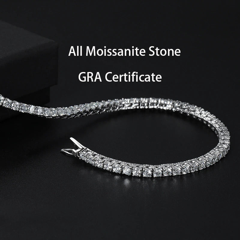 4Mm Moissanite Tennis Chain Necklace Sparkling Lab Diamond Necklace Fine Jewelry
