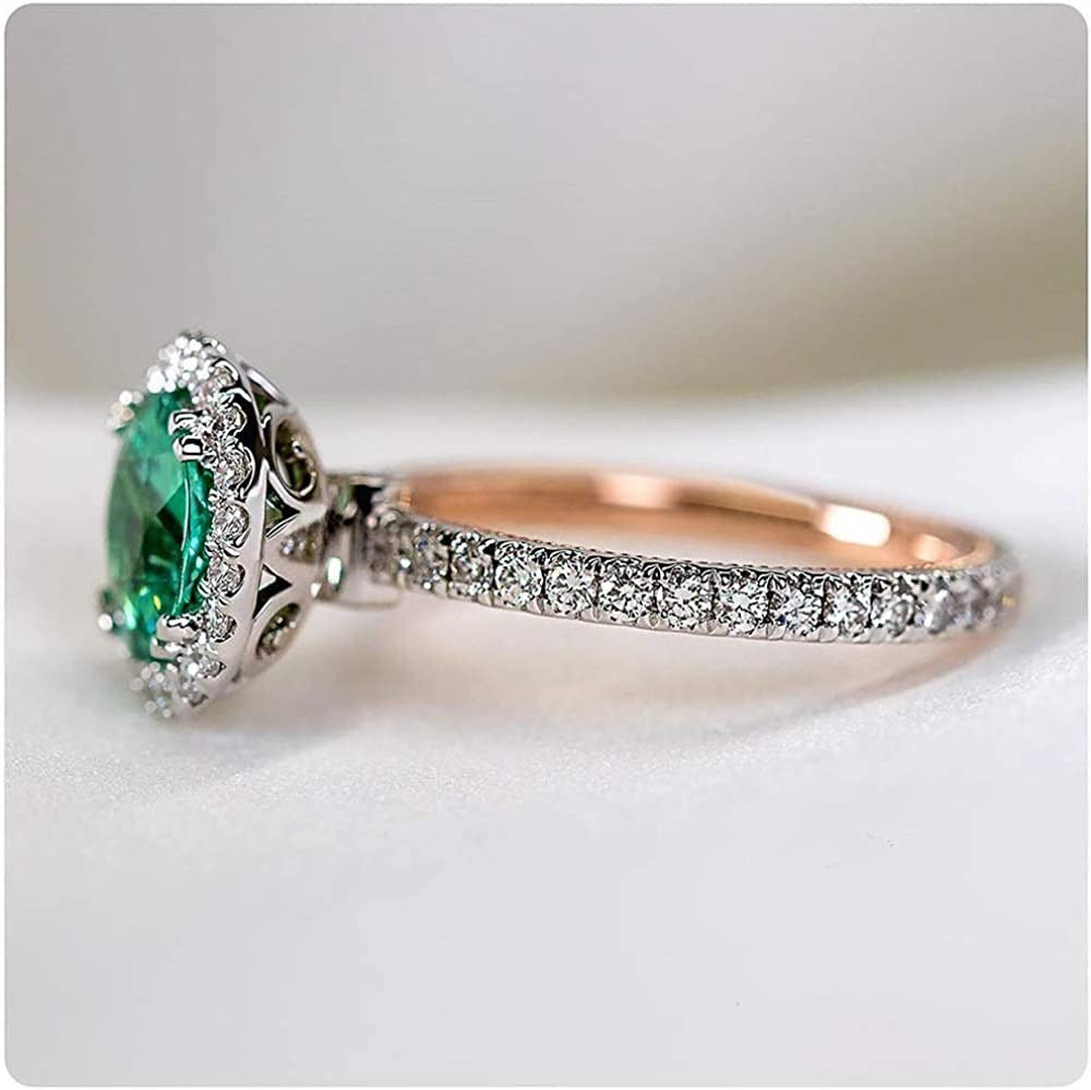 Gemstone Birthstone Sapphire Emerald Halo Statement Engagement Rings for Women,