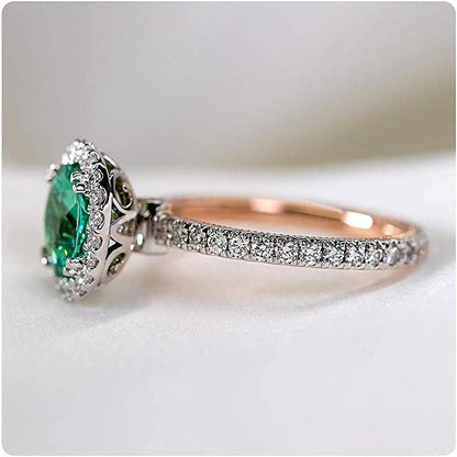 Gemstone Birthstone Sapphire Emerald Halo Statement Engagement Rings for Women,