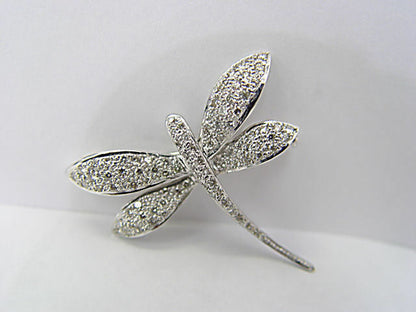 DIAMOND ROUND BRILLIANT SHAPE DRAGON FLY DIAMOND PIN BROOCH