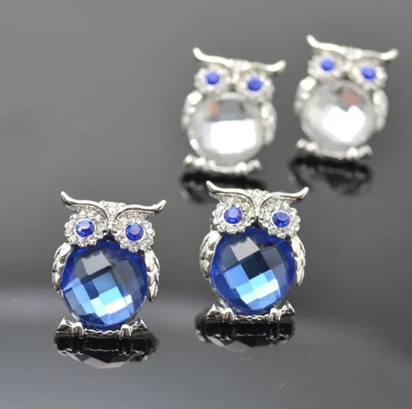 The New Diamond Crystal Animal Stud Earrings Three Color Optional Owl Earrings(4