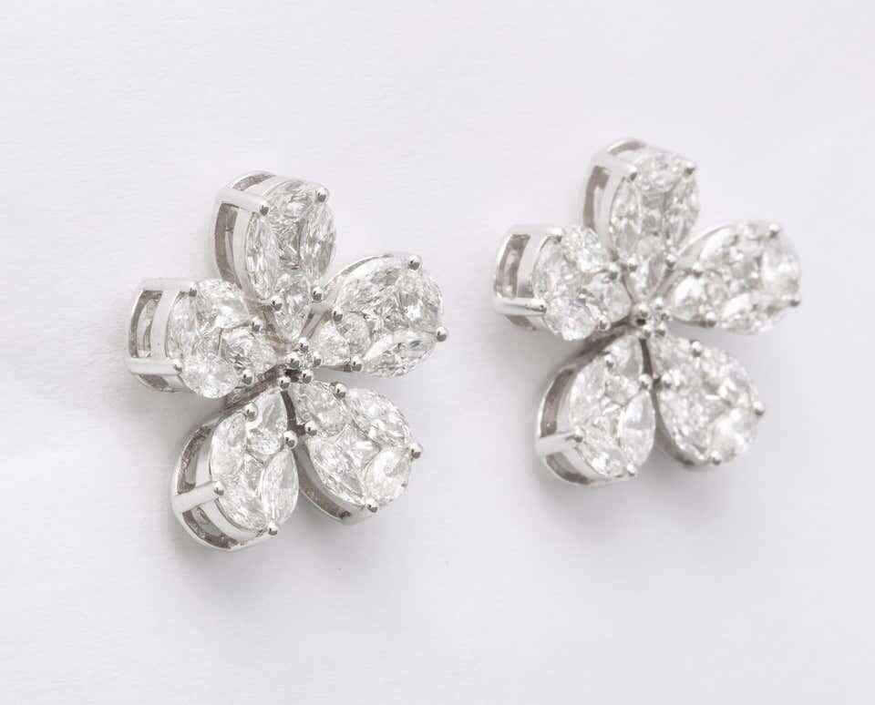 Diamond Flower Earrings