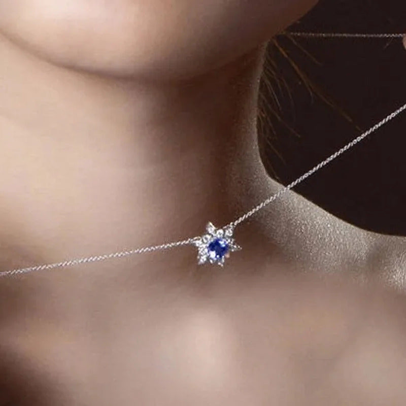 Fashion Zircon Necklace for Women, Elegant Ladies Exquisite Sapphire Jewelry Acc