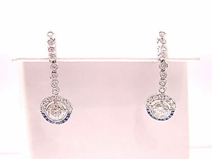 2 ROUND BRILLIANT CUT LARGER DIAMONDS DROPS SET BAGUETTE