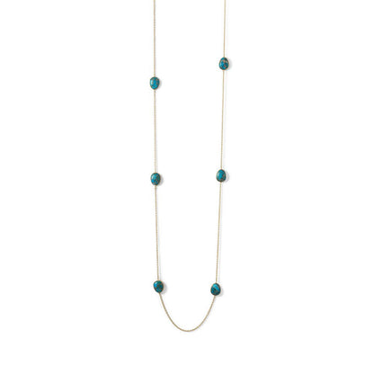 14K Yellow Goldplated Sterling Silver Turquoise 36" Endless Necklace