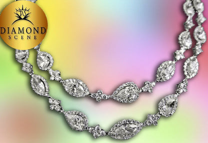 Diamond necklace emerald trillion pear marquise 31 pieces one carat each diamond