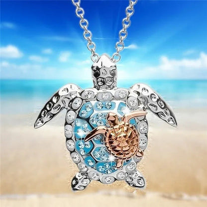 Pendant with Turtle Marine Turtle with Diamond Necklace