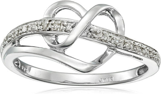 Sterling Silver Diamond Heart Ring (1/20 Cttw, I-J Color, I3 Clarity)
