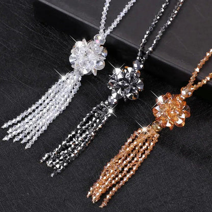 Crystal Bead Female Pendant Necklace Tassel Long Sweater Chain Necklace Decorati