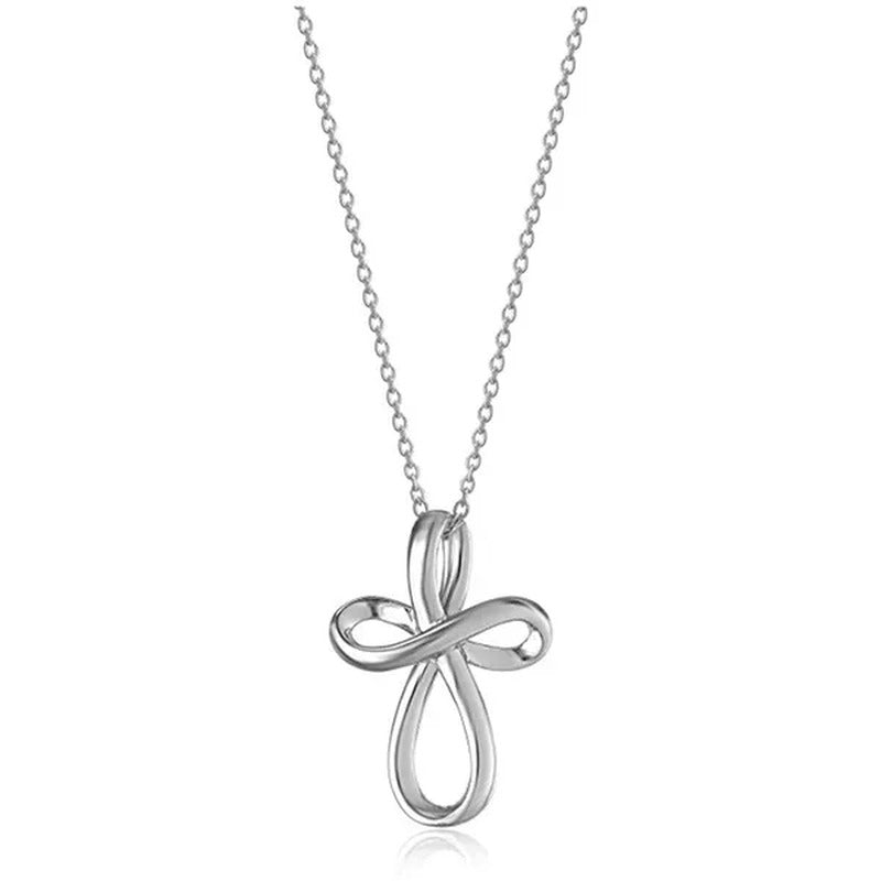 Simple Style 925 Sterling Silver Cross Pendant Necklace for Women Romantic Weddi