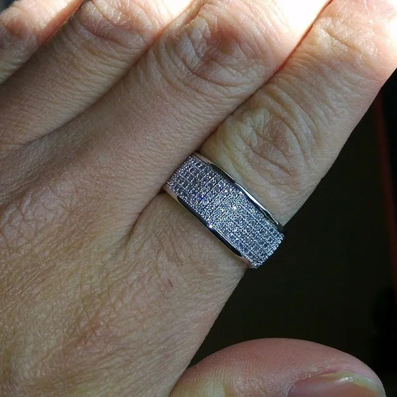 White Sapphire Rhinestones Birthstone Ring Men'S Women Wedding Engagement Band R