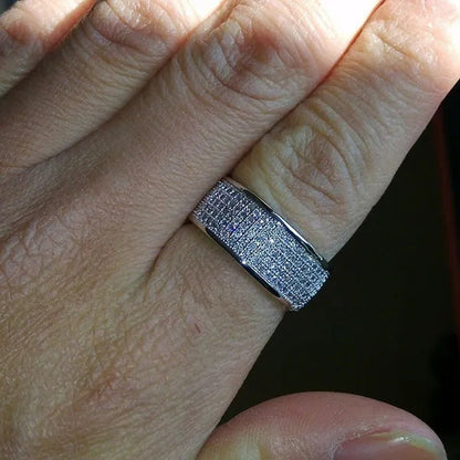 White Sapphire Rhinestones Birthstone Ring Men'S Women Wedding Engagement Band R