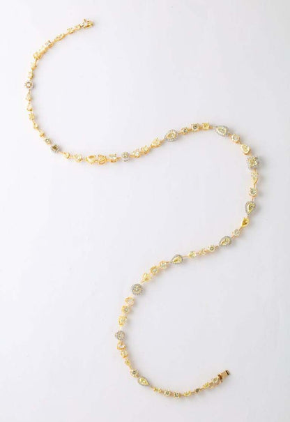 Multishape Yellow and White Diamond Necklace