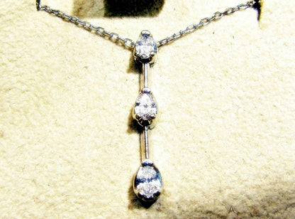 DIAMOND PEAR SHAPE THREE STONE PENDANT INCLUDED CHAIN