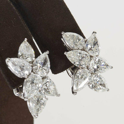 Classic Diamond Cluster Earring 12 F VS  pear shaped diamonds weighing 9.65 ct