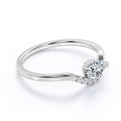 Unique 0.35 Ct Pear Shaped Diamond Pave Engagement Ring in 10K White Gold