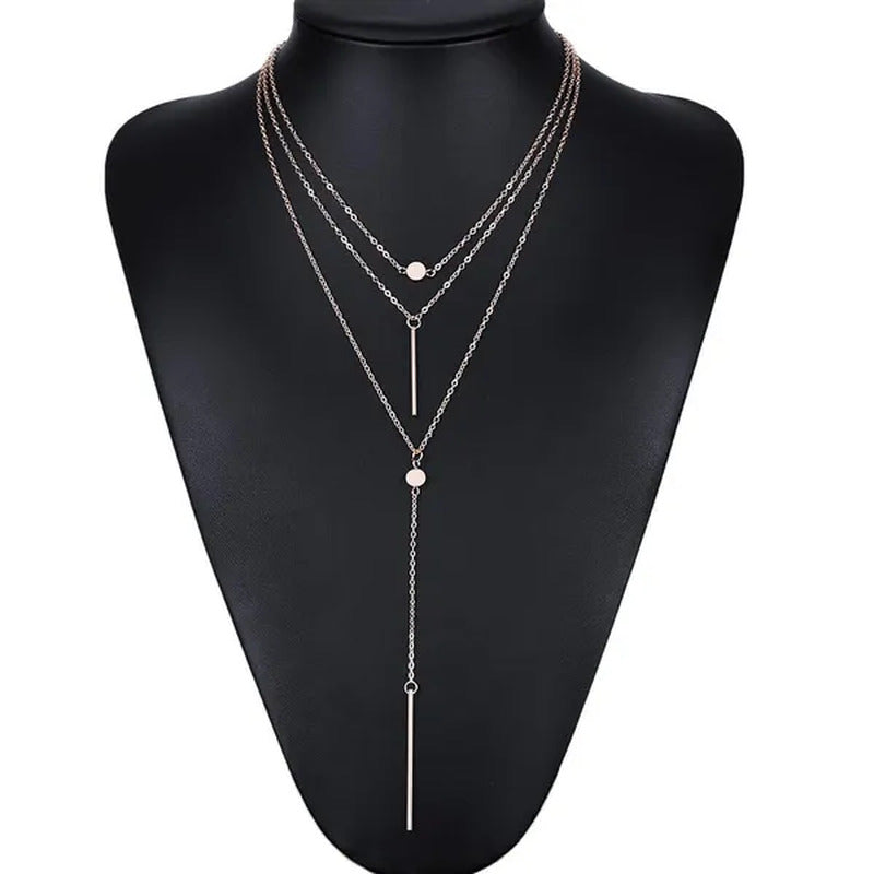 Elegant Multilayer Women Pendent Necklace Long Chain Necklace Bo