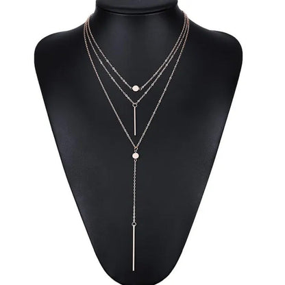 Elegant Multilayer Women Pendent Necklace Long Chain Necklace Bo