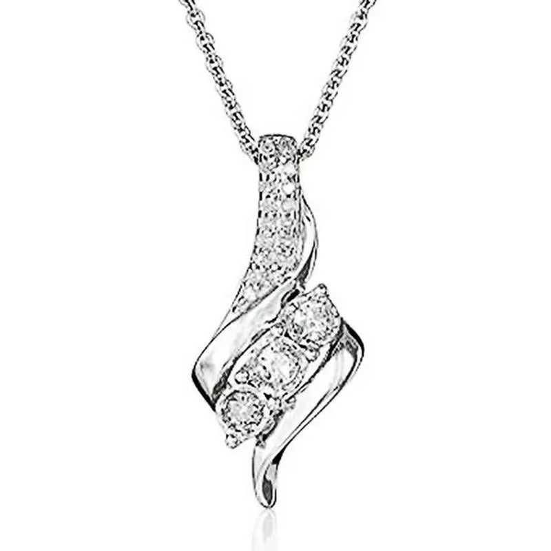 Exquisite Bridal Wedding Clavicle Necklace 925 Sterling Silver Diamond Necklace