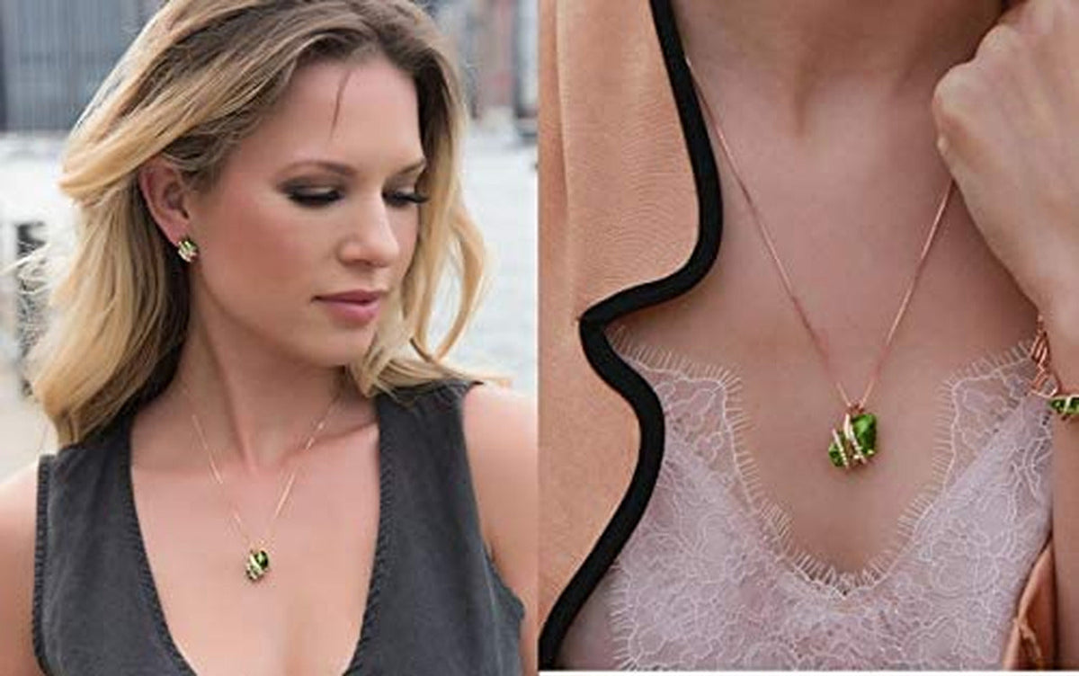 Wish Stone Pendant Necklace with Birthstone Crystal, 18K Rose Gold Plated/Silver