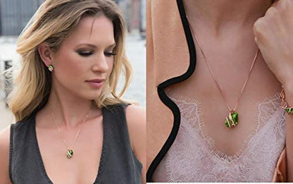Wish Stone Pendant Necklace with Birthstone Crystal, 18K Rose Gold Plated/Silver
