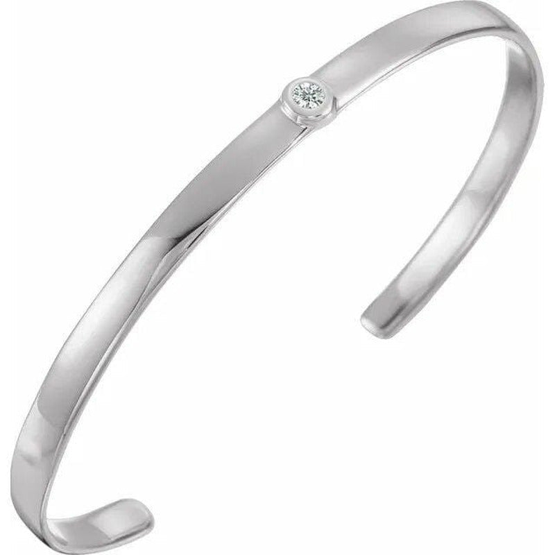 Sterling Silver Diamond Cuff 6" Bracelet