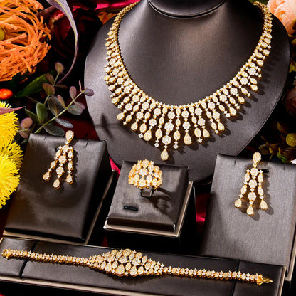 New Trendy 4PCS Full Micro CZ Luxury African Jewelry Set for Women Wedding