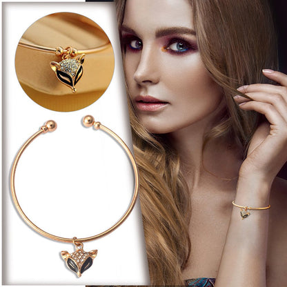 Vintage Rose Gold Bracelet Flash Diamond Opening Adjustable Bracelet for Women J