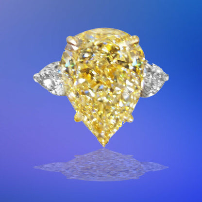 GIA CERTIFIED FANCY LIGHT YELLOW PEAR SHAPE SI2 SIDE PEAR ENGAGEMENT RING
