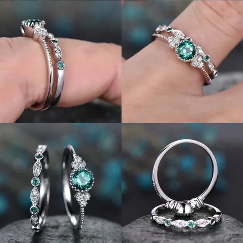 2Pcs/Set Classic 925 Sterling Silver round Cut Gemstones Sapphire Birthstone Bri
