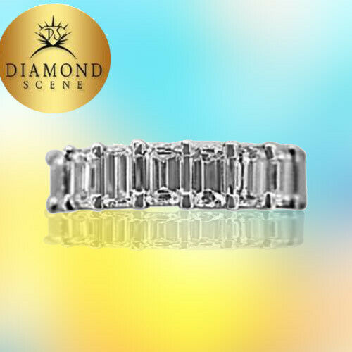 DIAMOND EMERALD SHAPE COMMON PRONG SET ETERNITY BAND 19 STONE DIAMOND ETERNITY