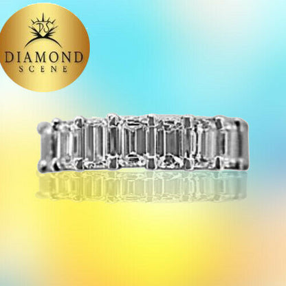 DIAMOND EMERALD SHAPE COMMON PRONG SET ETERNITY BAND 19 STONE DIAMOND ETERNITY