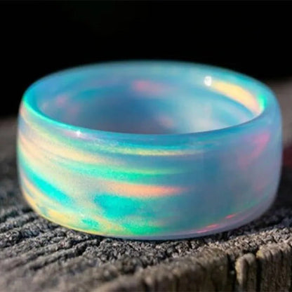 Exquisite Fashion Natural Rainbow Opal Ring 5 Colors Black,Blue Cloud,Dark Blue,