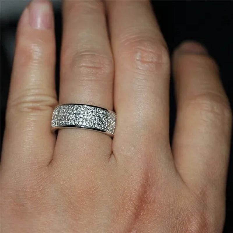 White Sapphire Rhinestones Birthstone Ring Men'S Women Wedding Engagement Band R