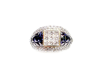 9 PRINCESS CUT DIAMONDS ROUND BRILLIANT PAVE DIAMOND COCKTAIL SAPPHIRE BAND